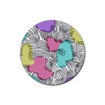 Lines Line Art Pastel Abstract Multicoloured Surfaces Art Rubber Coaster (Round)