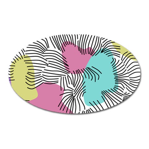 Lines Line Art Pastel Abstract Multicoloured Surfaces Art Oval Magnet from UrbanLoad.com Front