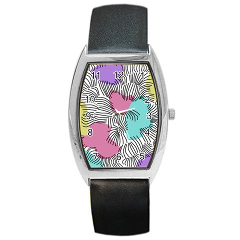 Lines Line Art Pastel Abstract Multicoloured Surfaces Art Barrel Style Metal Watch from UrbanLoad.com Front