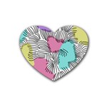 Lines Line Art Pastel Abstract Multicoloured Surfaces Art Rubber Coaster (Heart)