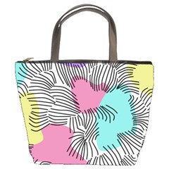 Lines Line Art Pastel Abstract Multicoloured Surfaces Art Bucket Bag from UrbanLoad.com Front