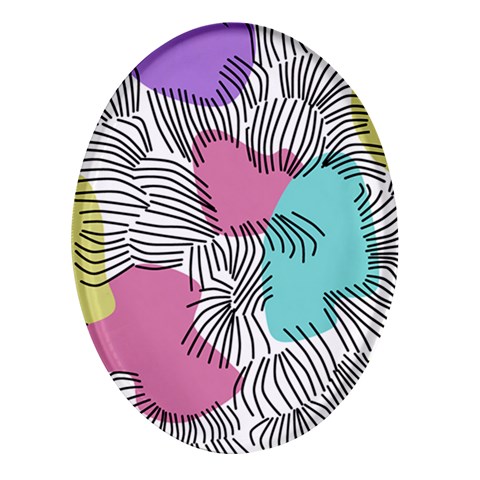 Lines Line Art Pastel Abstract Multicoloured Surfaces Art Oval Glass Fridge Magnet (4 pack) from UrbanLoad.com Front