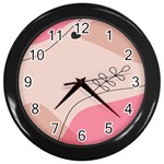 Pink Pattern Line Art Texture Minimalist Design Wall Clock (Black)