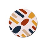 Boho Bohemian Style Design Minimalist Aesthetic Pattern Art Shapes Lines Rubber Coaster (Round)
