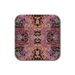 Pink on brown Rubber Coaster (Square)