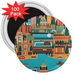 City Painting Town Urban Artwork 3  Magnets (100 pack)