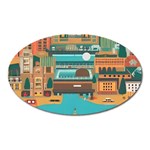 City Painting Town Urban Artwork Oval Magnet