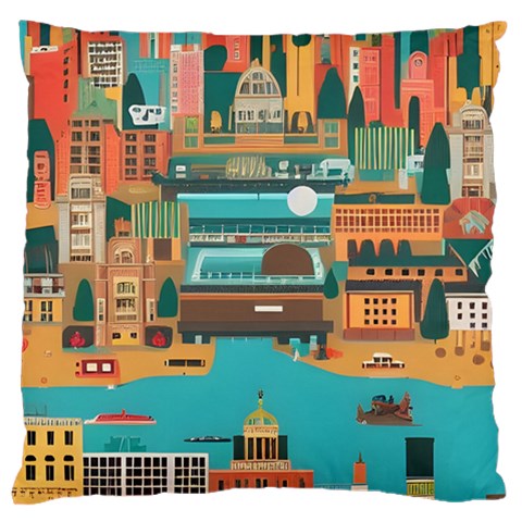 City Painting Town Urban Artwork Standard Premium Plush Fleece Cushion Case (One Side) from UrbanLoad.com Front