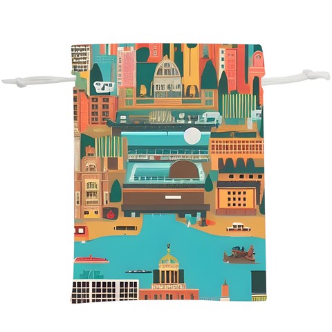 City Painting Town Urban Artwork Lightweight Drawstring Pouch (XL) from UrbanLoad.com Front