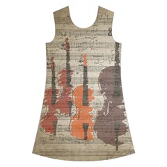 Music Notes Score Song Melody Classic Classical Vintage Violin Viola Cello Bass Kids  Short Sleeve Velvet Dress from UrbanLoad.com Front