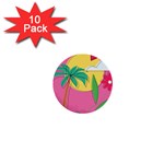 Ocean Watermelon Vibes Summer Surfing Sea Fruits Organic Fresh Beach Nature 1  Mini Buttons (10 pack) 