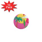 Ocean Watermelon Vibes Summer Surfing Sea Fruits Organic Fresh Beach Nature 1  Mini Magnet (10 pack) 