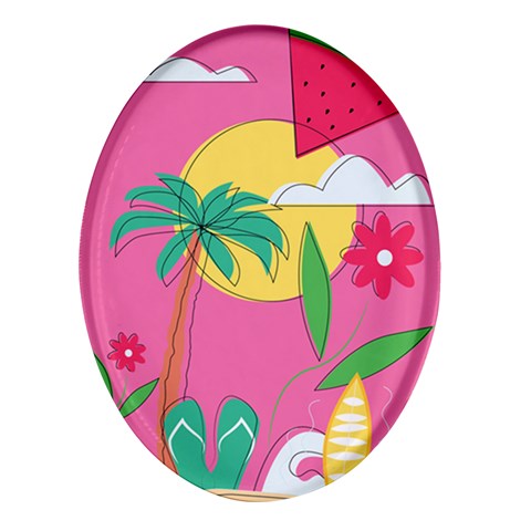 Ocean Watermelon Vibes Summer Surfing Sea Fruits Organic Fresh Beach Nature Oval Glass Fridge Magnet (4 pack) from UrbanLoad.com Front