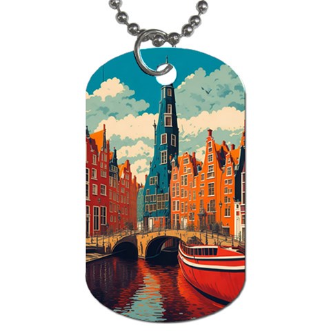London England Bridge Europe Buildings Architecture Vintage Retro Town City Dog Tag (Two Sides) from UrbanLoad.com Front