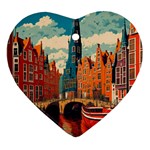London England Bridge Europe Buildings Architecture Vintage Retro Town City Heart Ornament (Two Sides)