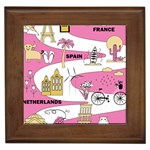 Roadmap Trip Europe Italy Spain France Netherlands Vine Cheese Map Landscape Travel World Journey Framed Tile