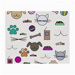 Cat Dog Pet Doodle Cartoon Sketch Cute Kitten Kitty Animal Drawing Pattern Small Glasses Cloth (2 Sides)