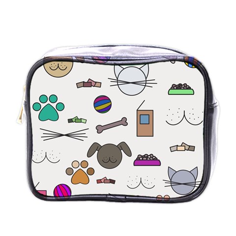 Cat Dog Pet Doodle Cartoon Sketch Cute Kitten Kitty Animal Drawing Pattern Mini Toiletries Bag (One Side) from UrbanLoad.com Front