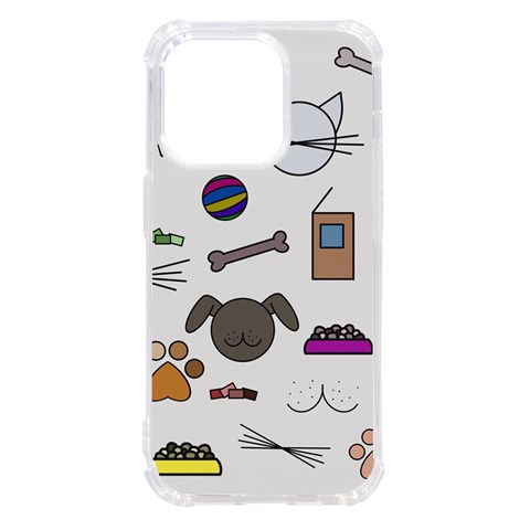 Cat Dog Pet Doodle Cartoon Sketch Cute Kitten Kitty Animal Drawing Pattern iPhone 14 Pro TPU UV Print Case from UrbanLoad.com Front