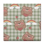 Bear Cartoon Pattern Strawberry Rainbow Nature Animal Cute Design Tile Coaster