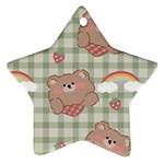 Bear Cartoon Pattern Strawberry Rainbow Nature Animal Cute Design Ornament (Star)