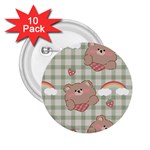 Bear Cartoon Pattern Strawberry Rainbow Nature Animal Cute Design 2.25  Buttons (10 pack) 