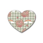 Bear Cartoon Pattern Strawberry Rainbow Nature Animal Cute Design Rubber Heart Coaster (4 pack)