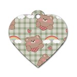 Bear Cartoon Pattern Strawberry Rainbow Nature Animal Cute Design Dog Tag Heart (Two Sides)