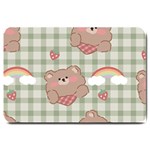 Bear Cartoon Pattern Strawberry Rainbow Nature Animal Cute Design Large Doormat