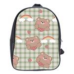 Bear Cartoon Pattern Strawberry Rainbow Nature Animal Cute Design School Bag (Large)
