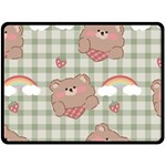 Bear Cartoon Pattern Strawberry Rainbow Nature Animal Cute Design Fleece Blanket (Large)