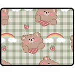 Bear Cartoon Pattern Strawberry Rainbow Nature Animal Cute Design Fleece Blanket (Medium)