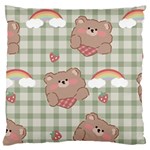 Bear Cartoon Pattern Strawberry Rainbow Nature Animal Cute Design Large Premium Plush Fleece Cushion Case (Two Sides)