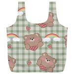 Bear Cartoon Pattern Strawberry Rainbow Nature Animal Cute Design Full Print Recycle Bag (XXXL)