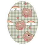 Bear Cartoon Pattern Strawberry Rainbow Nature Animal Cute Design UV Print Acrylic Ornament Oval