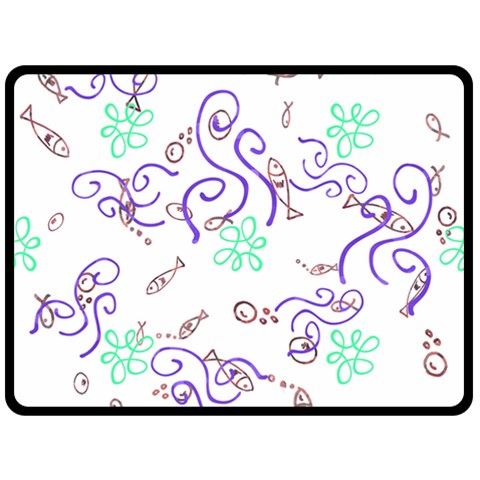 Fish Lilies Sea Aquatic Flowers Algae Bubble Animal Wildlife Nature Ocean Two Sides Fleece Blanket (Large) from UrbanLoad.com 80 x60  Blanket Front