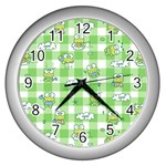 Frog Cartoon Pattern Cloud Animal Cute Seamless Wall Clock (Silver)