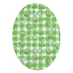 Frog Cartoon Pattern Cloud Animal Cute Seamless Oval Ornament (Two Sides)