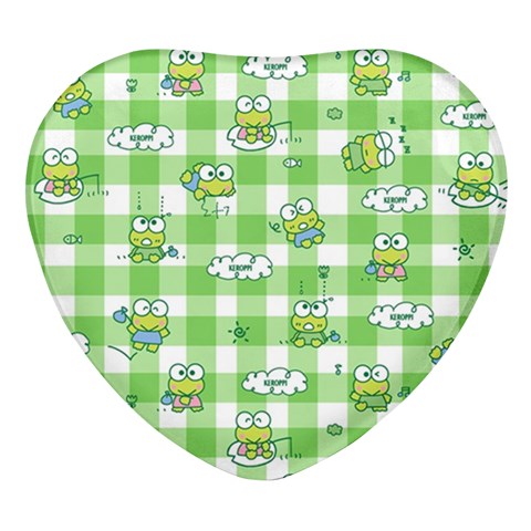 Frog Cartoon Pattern Cloud Animal Cute Seamless Heart Glass Fridge Magnet (4 pack) from UrbanLoad.com Front