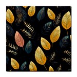 Gold Yellow Leaves Fauna Dark Background Dark Black Background Black Nature Forest Texture Wall Wall Tile Coaster
