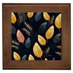 Gold Yellow Leaves Fauna Dark Background Dark Black Background Black Nature Forest Texture Wall Wall Framed Tile