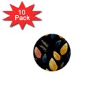 Gold Yellow Leaves Fauna Dark Background Dark Black Background Black Nature Forest Texture Wall Wall 1  Mini Buttons (10 pack) 