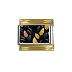 Gold Yellow Leaves Fauna Dark Background Dark Black Background Black Nature Forest Texture Wall Wall Gold Trim Italian Charm (9mm)
