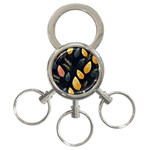 Gold Yellow Leaves Fauna Dark Background Dark Black Background Black Nature Forest Texture Wall Wall 3-Ring Key Chain