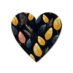 Gold Yellow Leaves Fauna Dark Background Dark Black Background Black Nature Forest Texture Wall Wall Heart Magnet