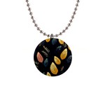 Gold Yellow Leaves Fauna Dark Background Dark Black Background Black Nature Forest Texture Wall Wall 1  Button Necklace