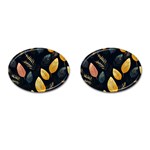 Gold Yellow Leaves Fauna Dark Background Dark Black Background Black Nature Forest Texture Wall Wall Cufflinks (Oval)