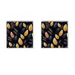 Gold Yellow Leaves Fauna Dark Background Dark Black Background Black Nature Forest Texture Wall Wall Cufflinks (Square)