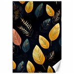 Gold Yellow Leaves Fauna Dark Background Dark Black Background Black Nature Forest Texture Wall Wall Canvas 12  x 18 