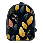 Gold Yellow Leaves Fauna Dark Background Dark Black Background Black Nature Forest Texture Wall Wall School Bag (Large)